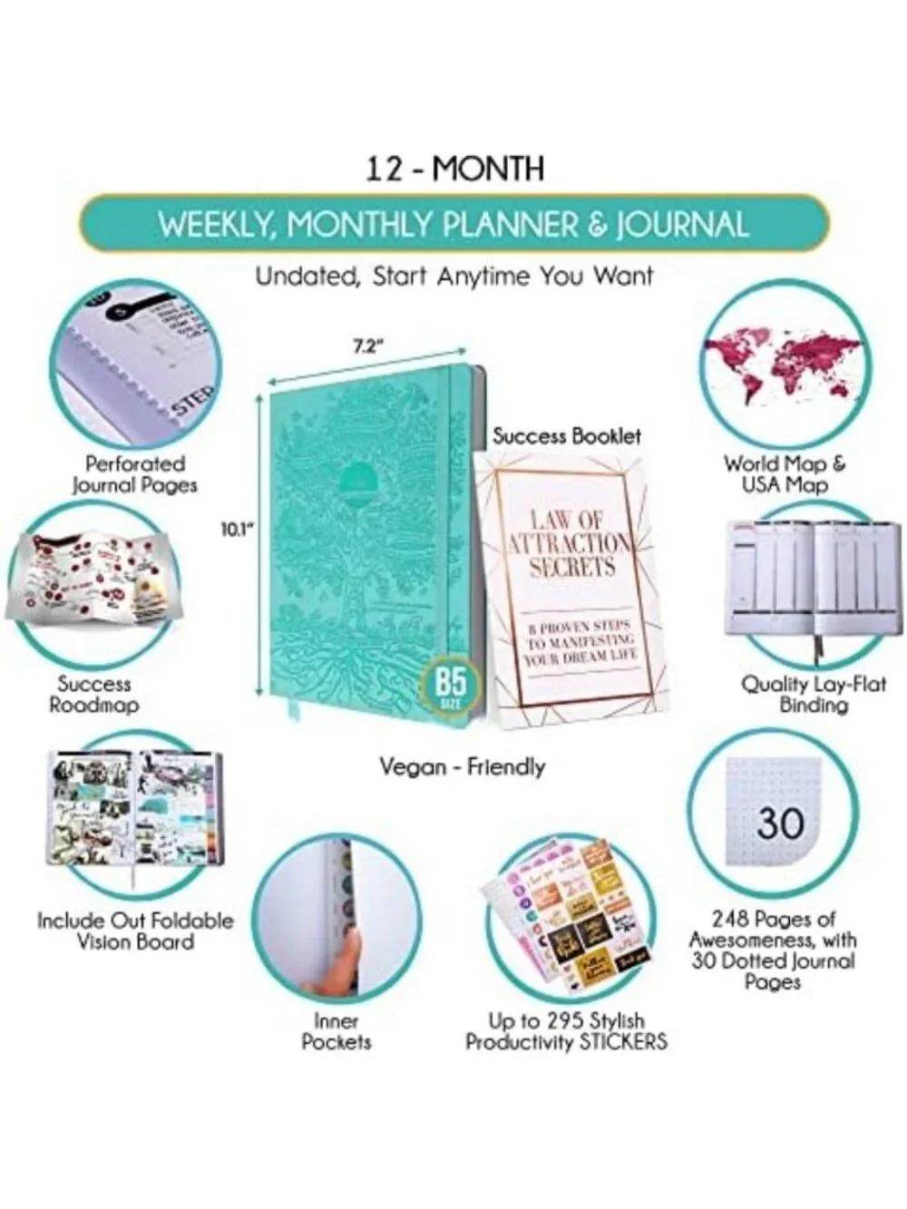 Deluxe Undated Life Planner | Weekly & Monthly Organizer | Manifestation Journal